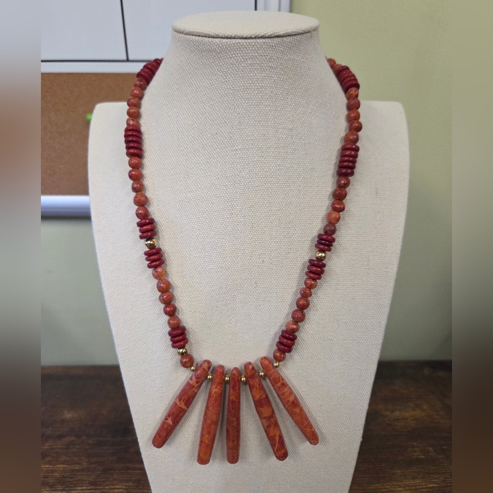 Karla Jordan Vintage Red Sponge Coral Necklace